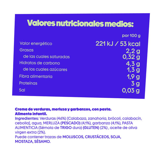 Verduras con merluza y garbanzos + estrellitas