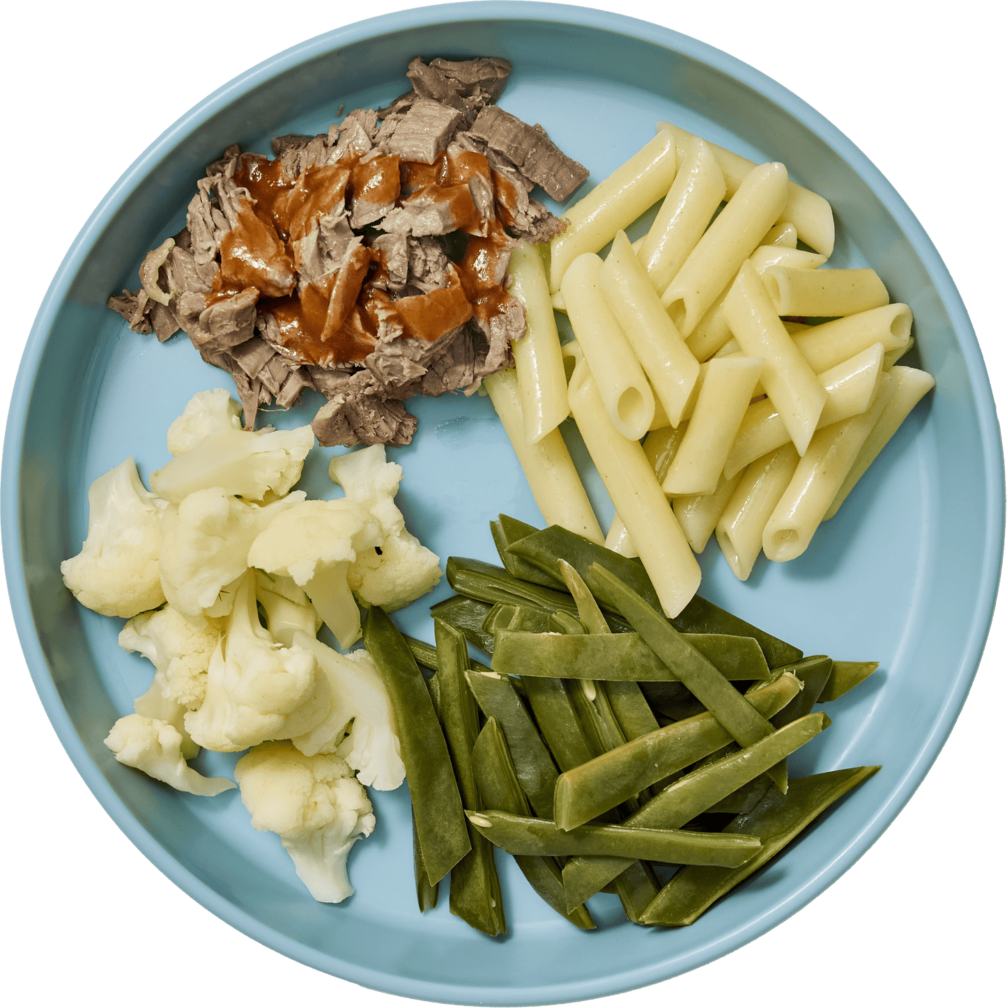 Ternera en salsa con verduras y pasta