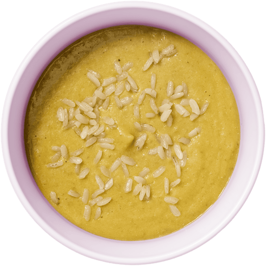 Verduras con pollo y lentejas + granitos de arroz