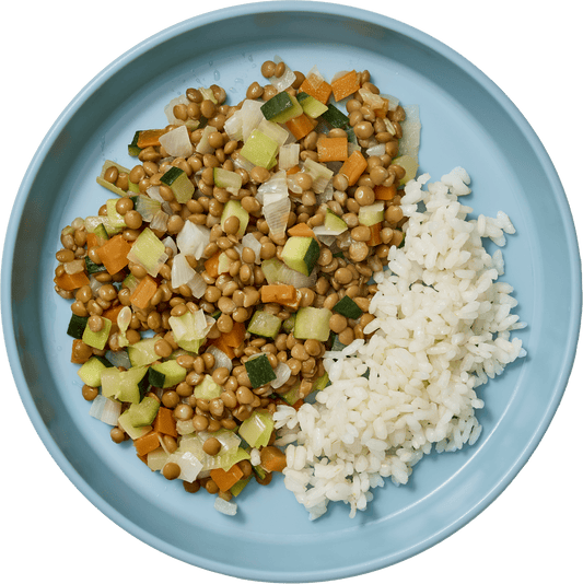 Lentejas con verduras y arroz