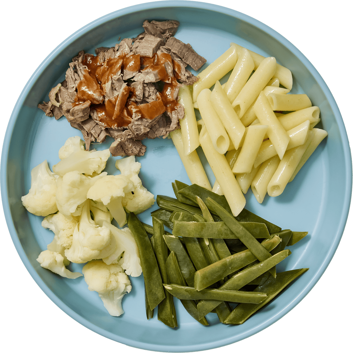 Ternera en salsa con verduras y pasta