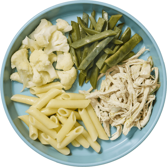 Pasta y pollo con verduras